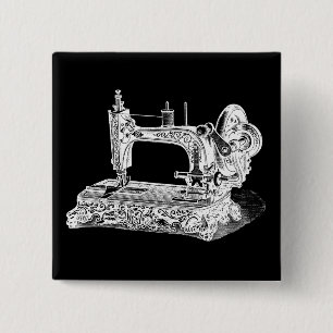 Vintage Nähmaschine-Retro Maschinen-weißes Button