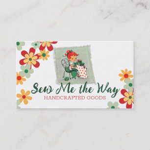 Vintage Nähmaschine Rotkopfmädchen Visitenkarte