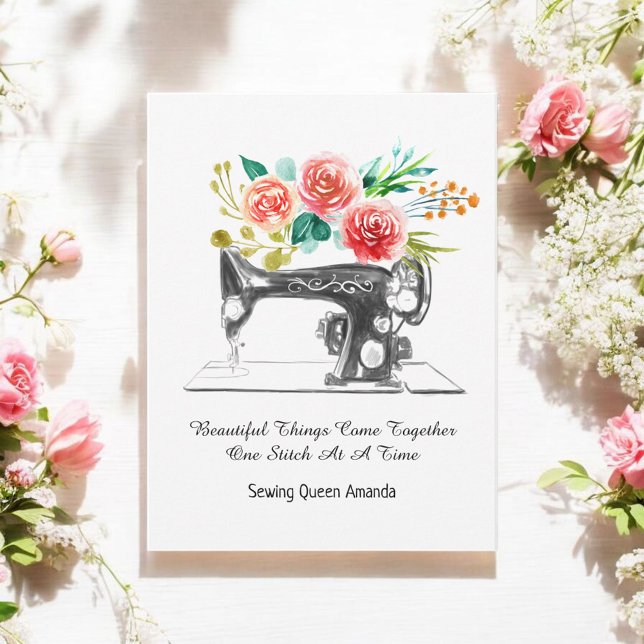 Vintage Nähmaschine Schwarz-weiße Postkarte (Von Creator hochgeladen)