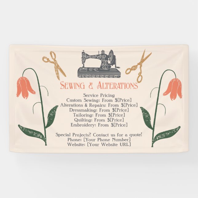 Vintage Nähmaschine Seamstress Banner (Horizontal)