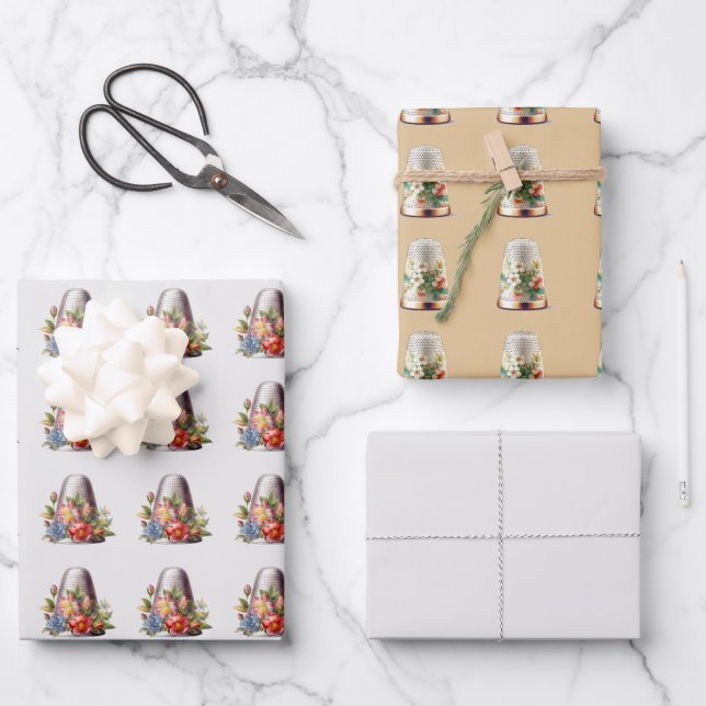 Vintage Nähstangen Geschenkpapier Set (Vorderseite)