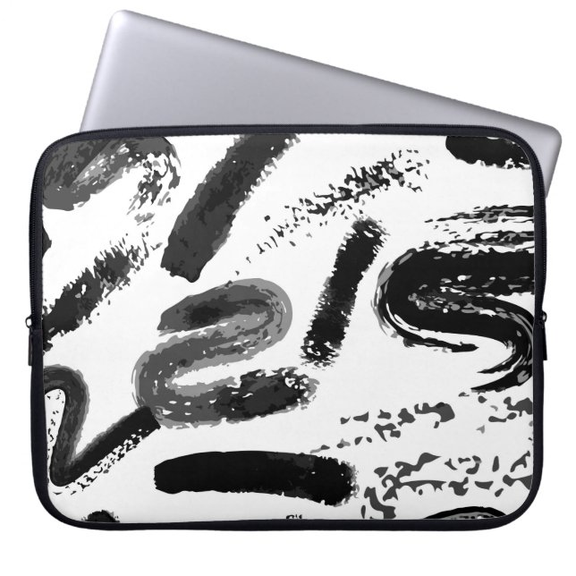 Vintage, nahtlos handlackierte Wasserfarbenbürste Laptopschutzhülle (Vorderseite)