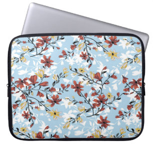 Vintage nahtlose Blume. Einfache Blumenbäume Laptopschutzhülle