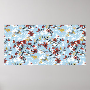 Vintage nahtlose Blume. Einfache Blumenbäume Poster