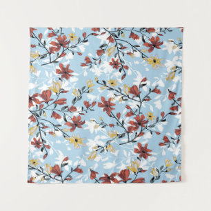 Vintage nahtlose Blume. Einfache Blumenbäume Wandteppich