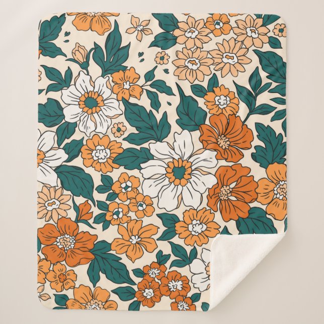 Vintage nahtlose Blumenmuster. Liberty-Stil Sherpadecke (Vorderseite)