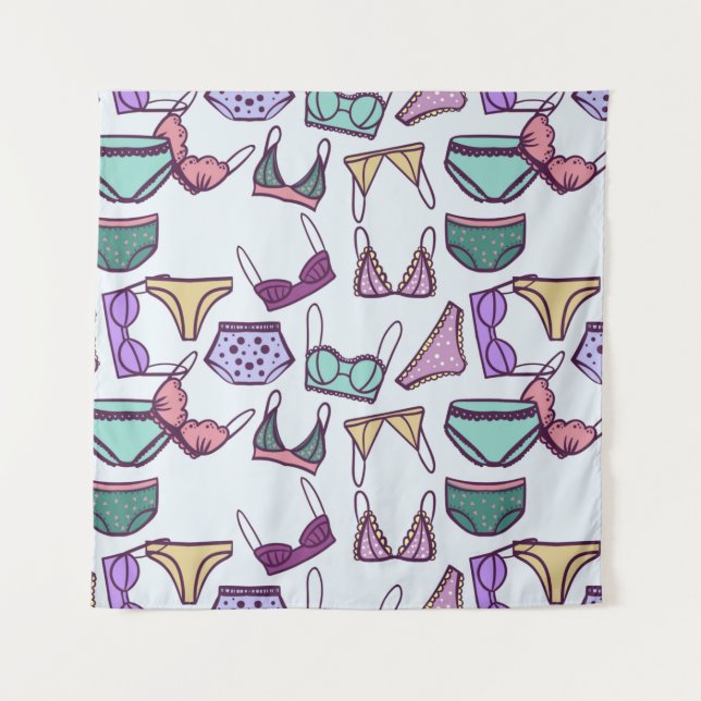 Vintage nahtlose Musterunterwäsche: BH und Panti Wandteppich (Vorderseite)