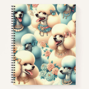 Vintage Nahtlose Poodle-Illustration Notizbuch