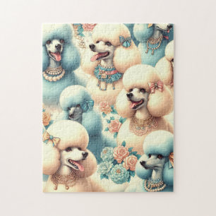 Vintage Nahtlose Poodle-Illustration Puzzle