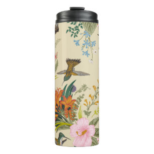 Vintage nahtlose Vintage Blumenmuster. Exotic fl Thermosbecher