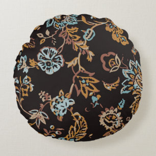 Vintage nahtloses Blumenmuster. Handgezeichnete Te Rundes Kissen