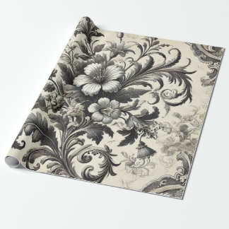 Vintage Nahtloses Botanisches Blumenmuster Geschenkpapier