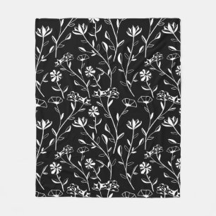 Vintage nahtloses Kontur-Blumenmuster. Handgezeich Fleecedecke