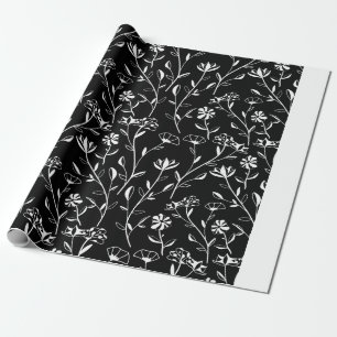 Vintage nahtloses Kontur-Blumenmuster. Handgezeich Geschenkpapier