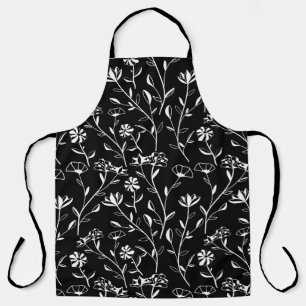 Vintage nahtloses Kontur-Blumenmuster. Handgezeich Schürze