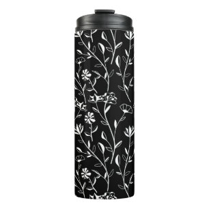 Vintage nahtloses Kontur-Blumenmuster. Handgezeich Thermosbecher