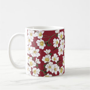 vintage Nahtloses Muster Handgezeichnete weiße Gar Kaffeetasse