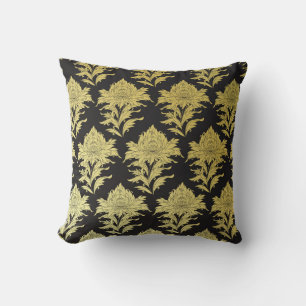vintage nahtloses Muster mit goldener Blume auf bl Kissen