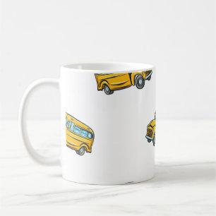 Vintage nahtloses Muster mit Schulbus. bus,scho Kaffeetasse