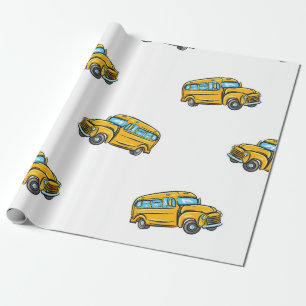 Vintage nahtloses Muster mit Schulbus. bus,Schule Geschenkpapier