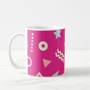 Vintage nahtloses Wiederholungsmuster mit Memphis Kaffeetasse