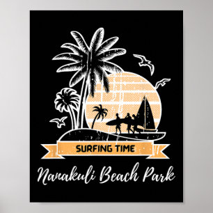 Vintage Nanakuli Beach Park Liebhaber Palmen Surfi Poster