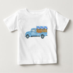 Vintage Nantucket Aquarell Blau LKW & Hortensie Baby T-shirt