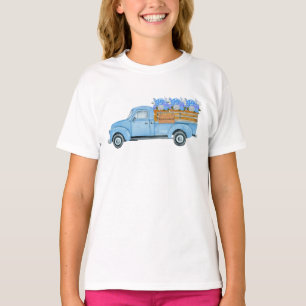 Vintage Nantucket Aquarell Blau LKW & Hortensie T-Shirt