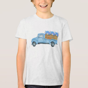 Vintage Nantucket Aquarell Blau LKW & Hortensie Tri-Blend Shirt