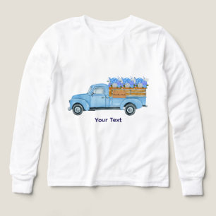 Vintage Nantucket Aquarell Blau LKW & Hortensien