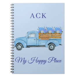 Vintage Nantucket Aquarell Blumen Blaues Lasteraut Notizblock