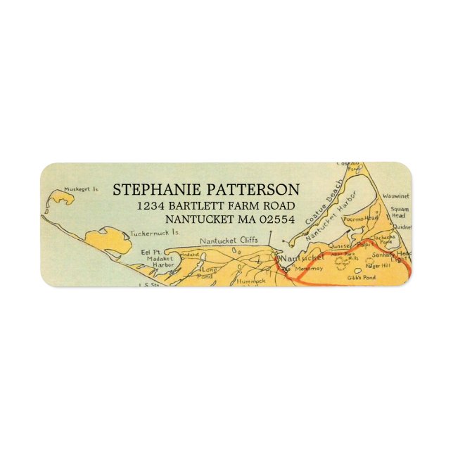 Vintage Nantucket Map Address Labels (Vorne)
