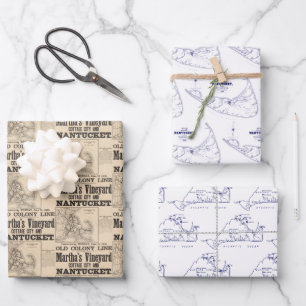 Vintage Nantucket, Martha’s Vineyard Geschenkpapier Set