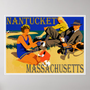 Vintage Nantucket Strand-Szene Poster