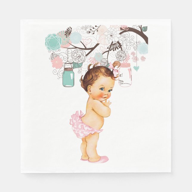 Vintage Napkins mit Blume und Mason-Gläsern Serviette (Vorderseite)