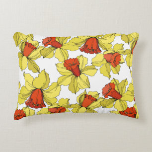 Vintage Narzisse florale botanische Blume Gelb a Dekokissen