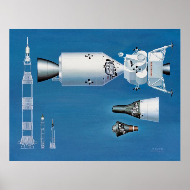 Vintage NASA-Raumfahrzeuge und Raketen Poster (Vorne)