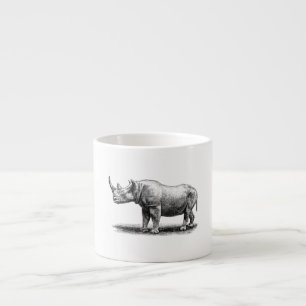 Vintage-Nashorn-Illustration Nashorn Nashörner Espressotasse