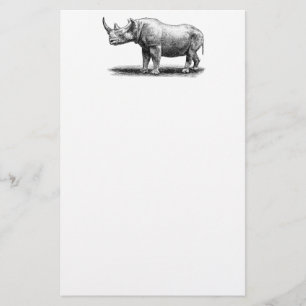Vintage Nashorn-IllustrationRhinoRhinos Briefpapier