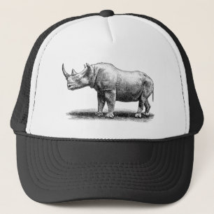 Vintage Nashorn-IllustrationRhinoRhinos Truckerkappe