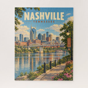 Vintage Nashville-Skyline Cumberland River Puzzle