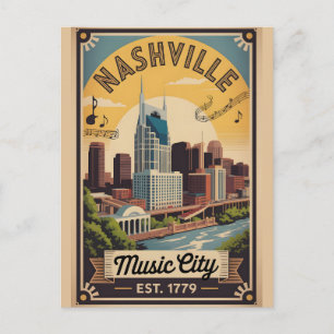 Vintage Nashville Tennessee Music City Retro Reise Postkarte