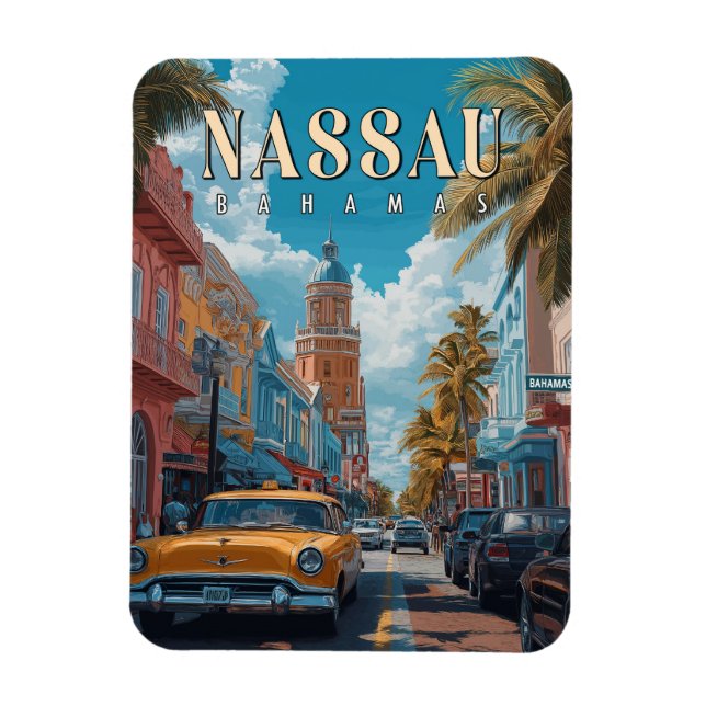 Vintage Nassau Bahamas - Klassisches Tropisches Magnet (Vertikal)