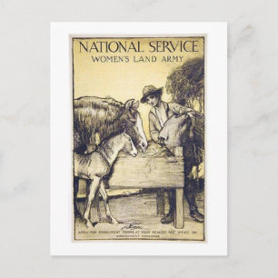 Vintage National Service Women's Land Army Rekrut Postkarte
