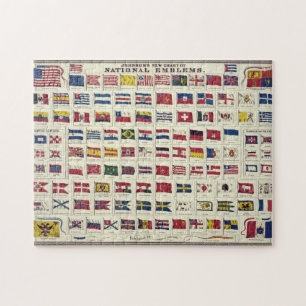 Vintage Nationalflaggenkarte - erstellt 1863 Puzzle
