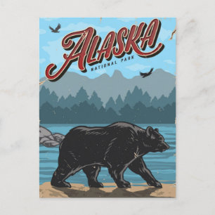 Vintage Nationalpark Alaska Bär retro Postkarte
