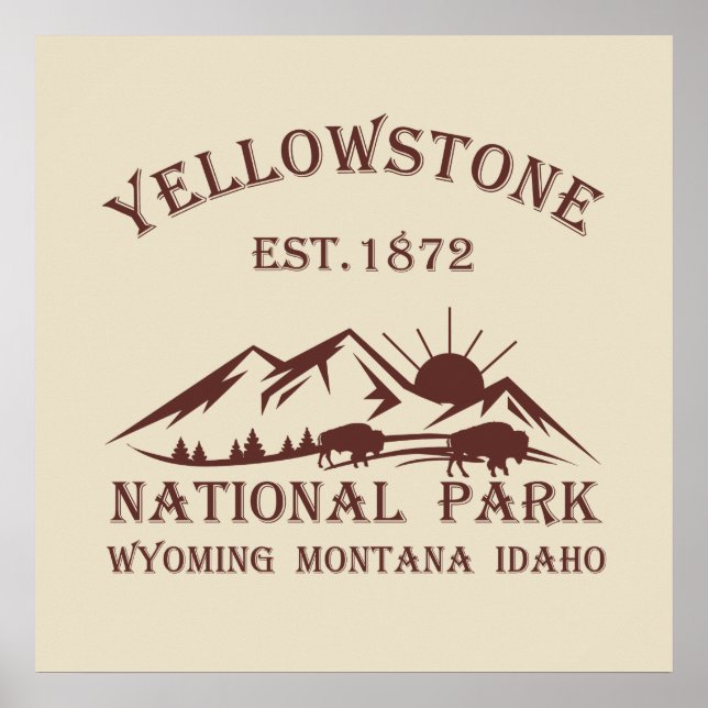 Vintage Nationalpark Yellowstone Poster (Vorne)