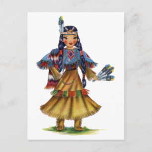 Vintage Native American in traditioneller Kleidung Postkarte