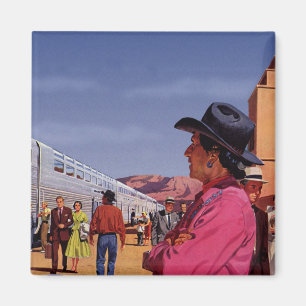 Vintage Native American Indian an einem Bahnhof Magnet