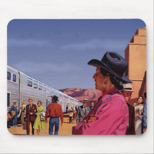 Vintage Native American Indian an einem Bahnhof Mousepad